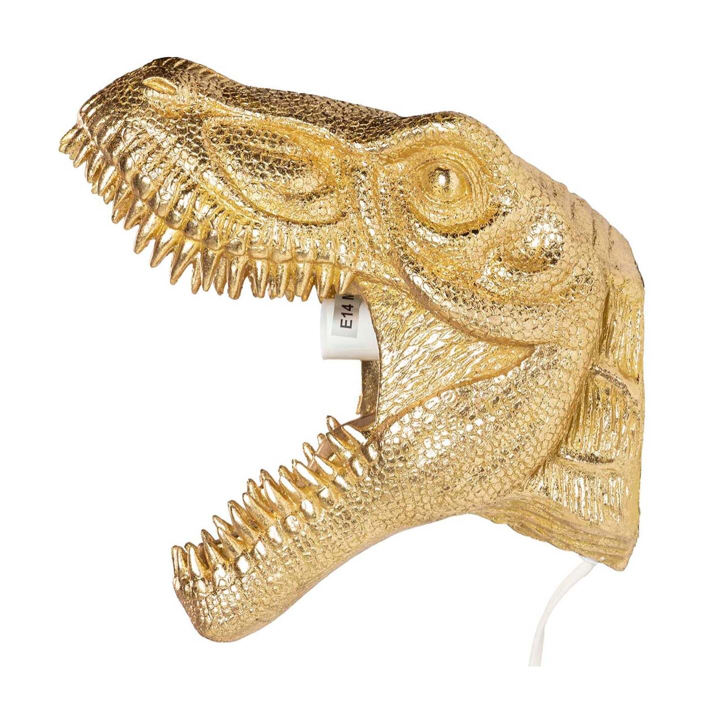 Aplique Pared T-rex Resina Dorada 26x14x26 Cm