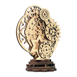 Maqueta de Madera 3D, con movimiento mecánico diseño de Reloj Mecánico Punk. 40 piezas.