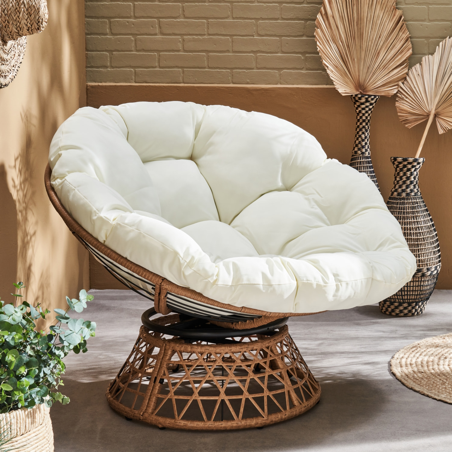 Fauteuil papasan polyrotin rotatif. loveuse outdoor/indoor Ø96cm