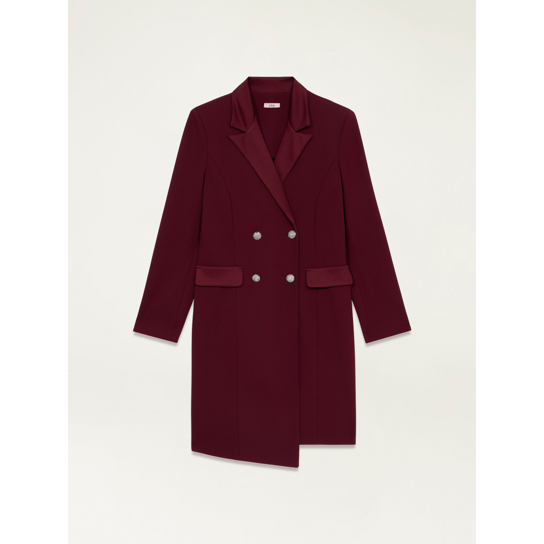 Oltre - Double-breasted coat dress with jewel buttons - Burgundy