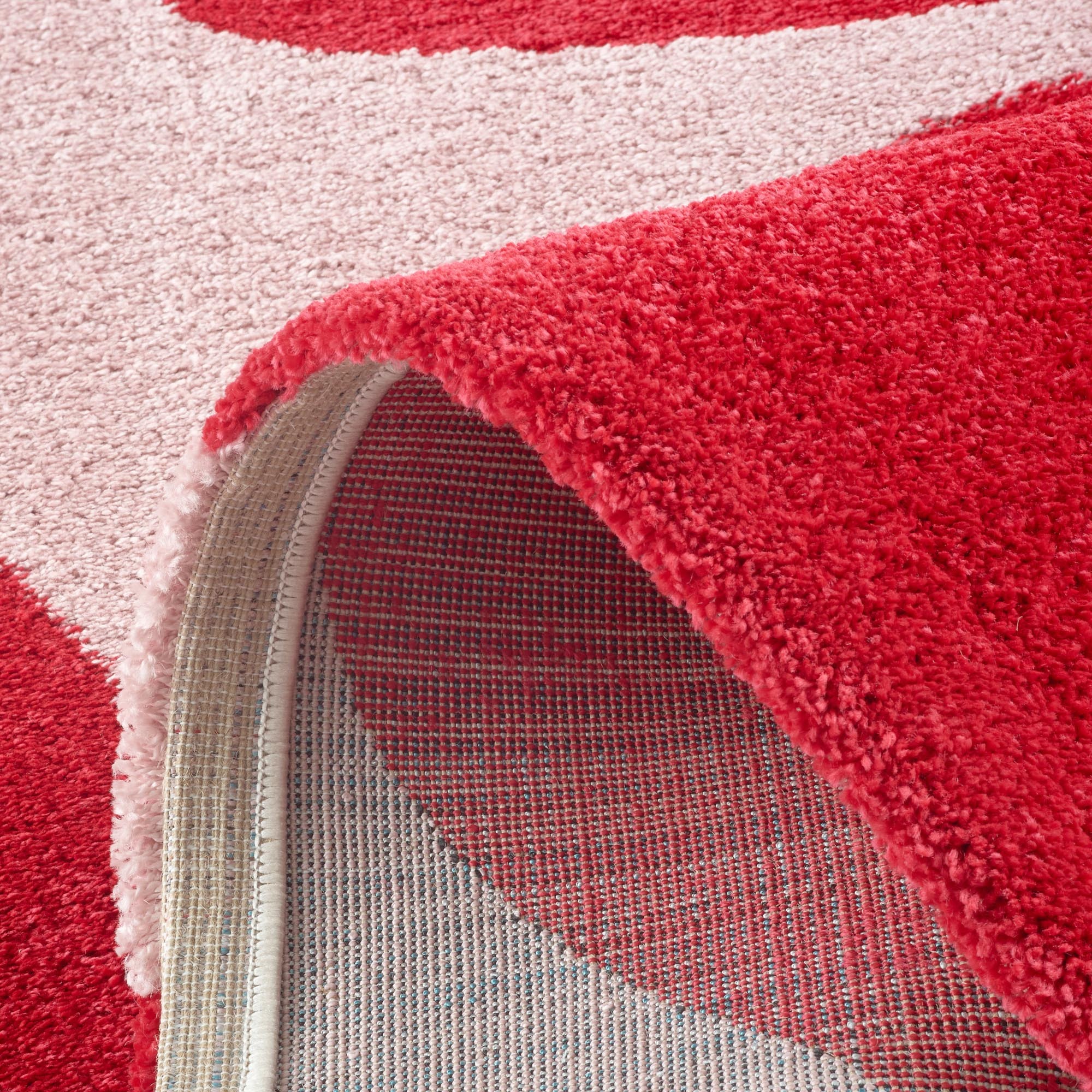 GROOVY - Tapis rétro coloré à motif fleur - Confortable et moelleux - Rouge