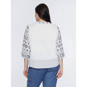 Fiorella Rubino - Blusa con bordados en contraste - Blanco