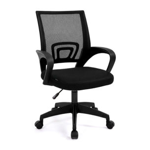 Silla de escritorio con respaldo transpirable en negro 84-94 cm Nika Negro