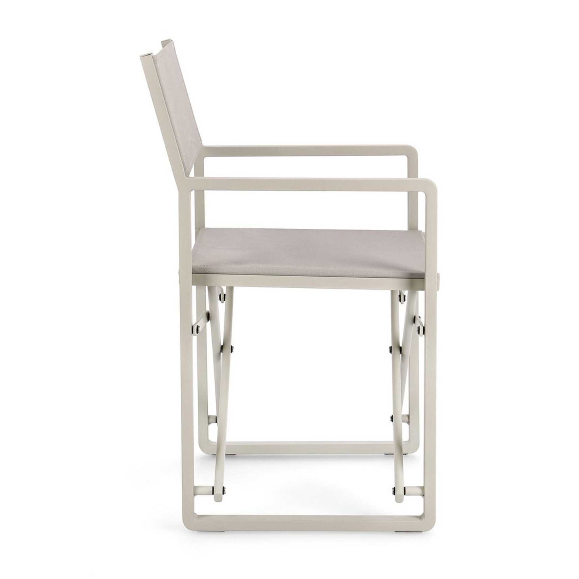 Set sedie regista da giardino KONNOR in textilene tortora e struttura in alluminio beige