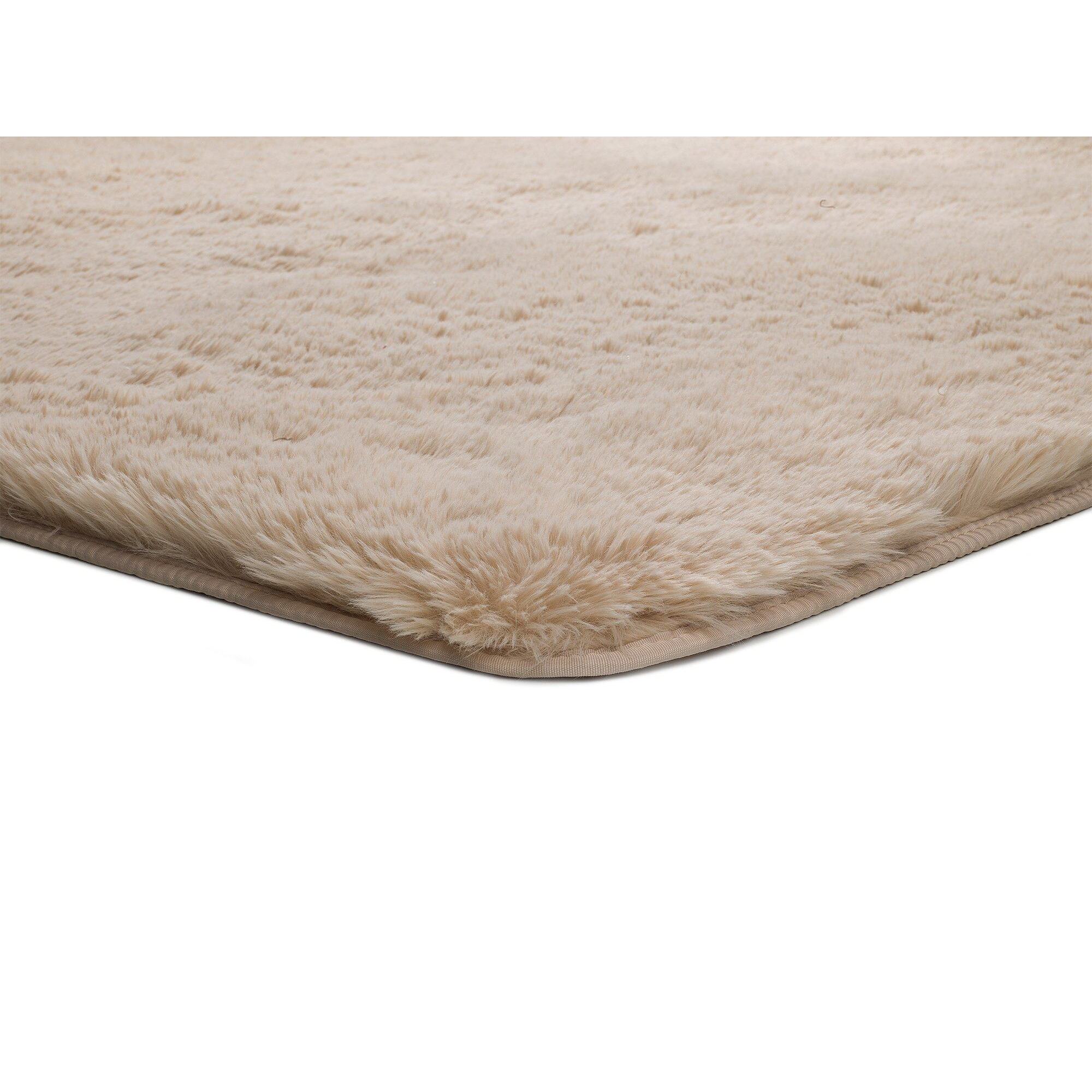 ALPACA Alfombra shaggy lisa en color beige, varias medidas disponibles