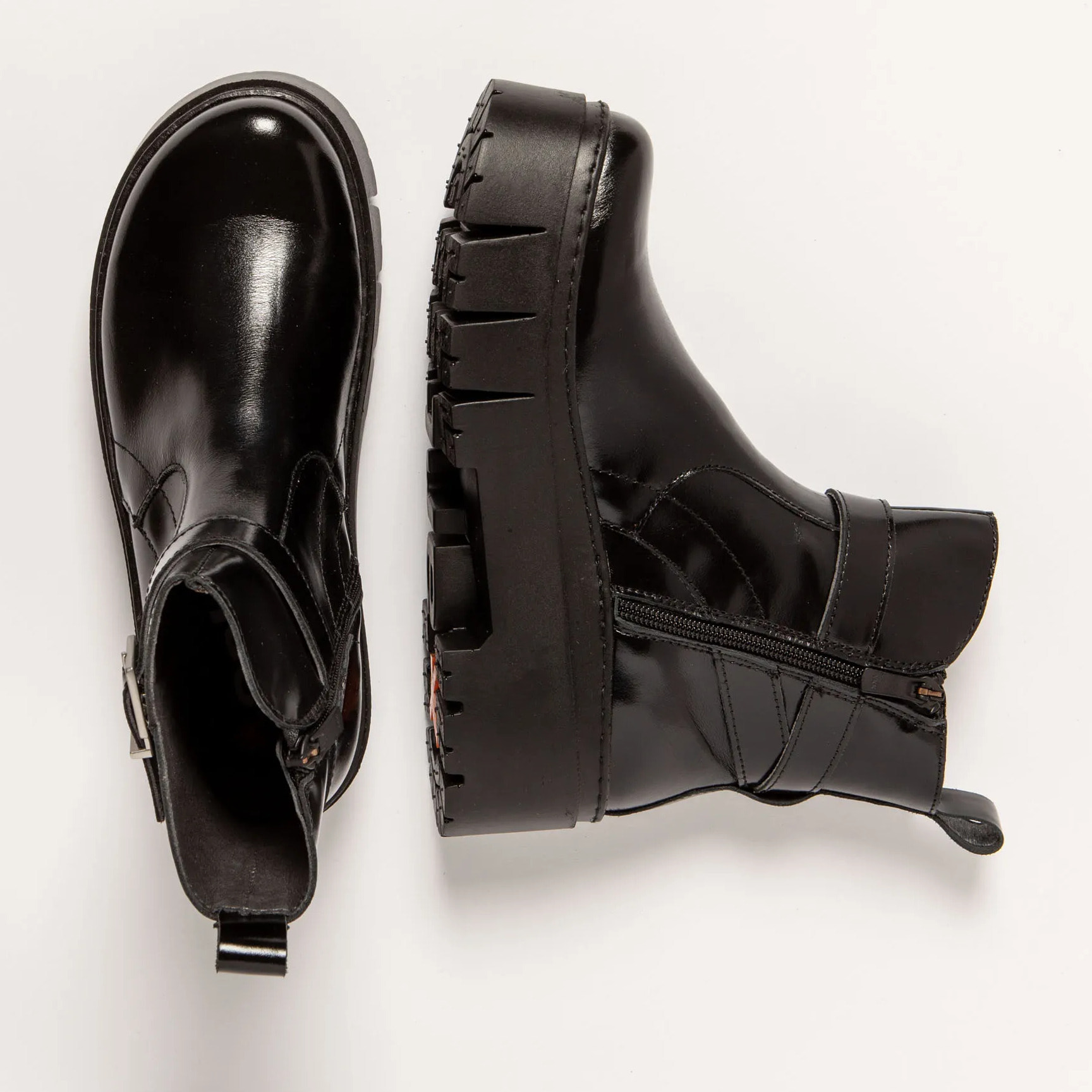 Botines 1795 NAPPA SHINNY BLACK / LEEDS color Black