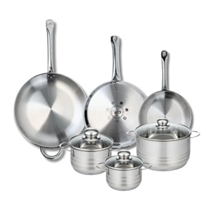 Ensemble de 3 Poêles de cuisson 24, 28 et 32 cm et 3 faitouts 14, 16 et 20 cm Elo Profi Brillant