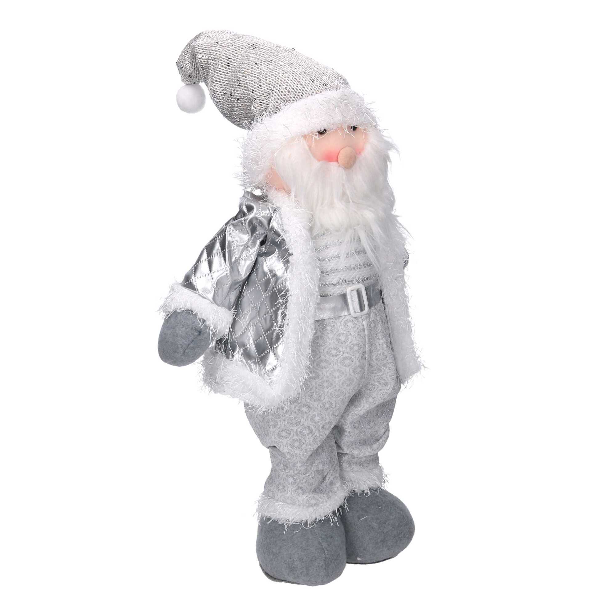 Babbo natale in tessuto bianco grigio cm29x10h48