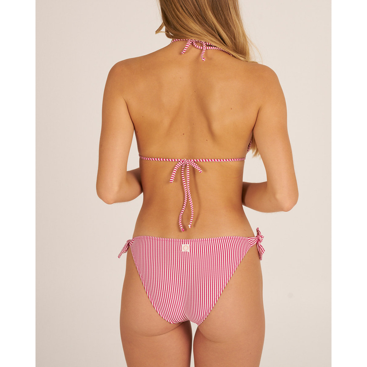 Braga de bikini clásica con lazos y estampado de rayas
