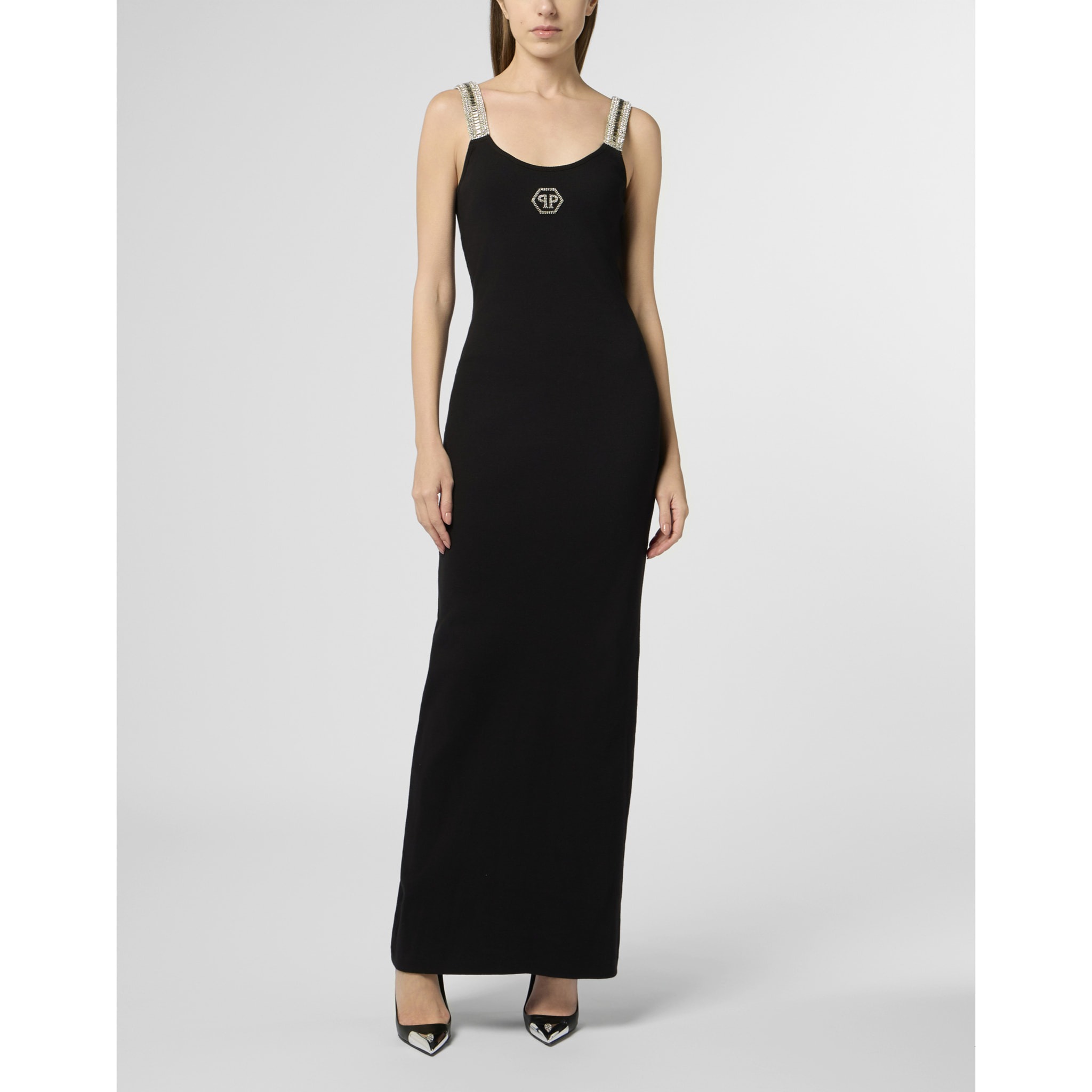 PHILIPP PLEIN Long Tank Dress Strass Hexagon