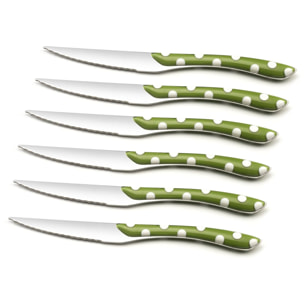 Solstice Lunares Verde Oliva - Set de 6 cuchillos para carne