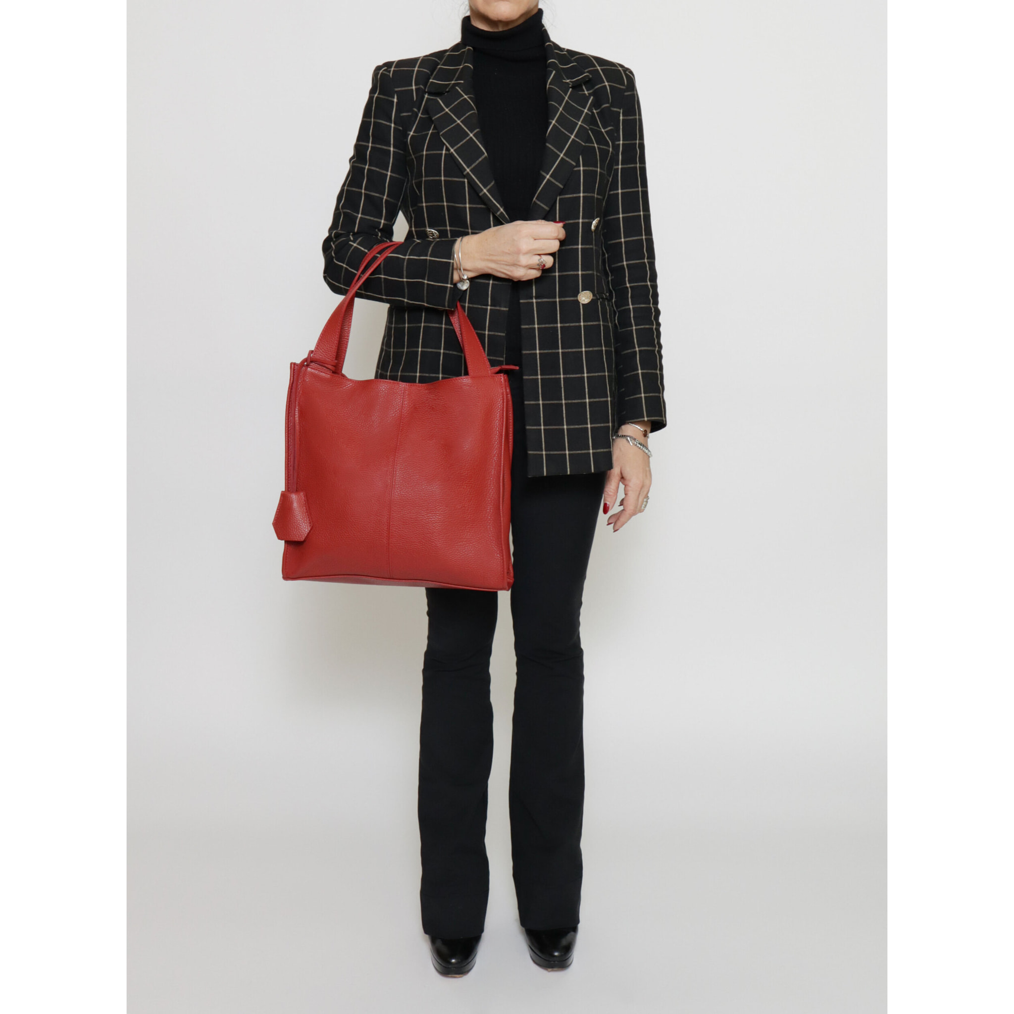 Borsa a spalla  da donna In Vera pelle Made in Italy 34x32x11 cm