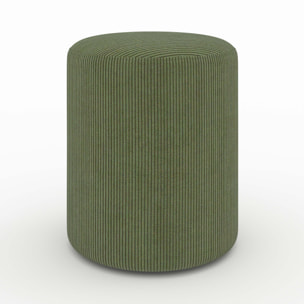 Pouf Lily rond en velours côtelé vert