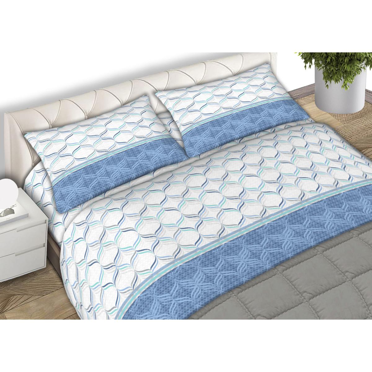 Completo Lenzuola 100% Cotone Nest Azzurro CN