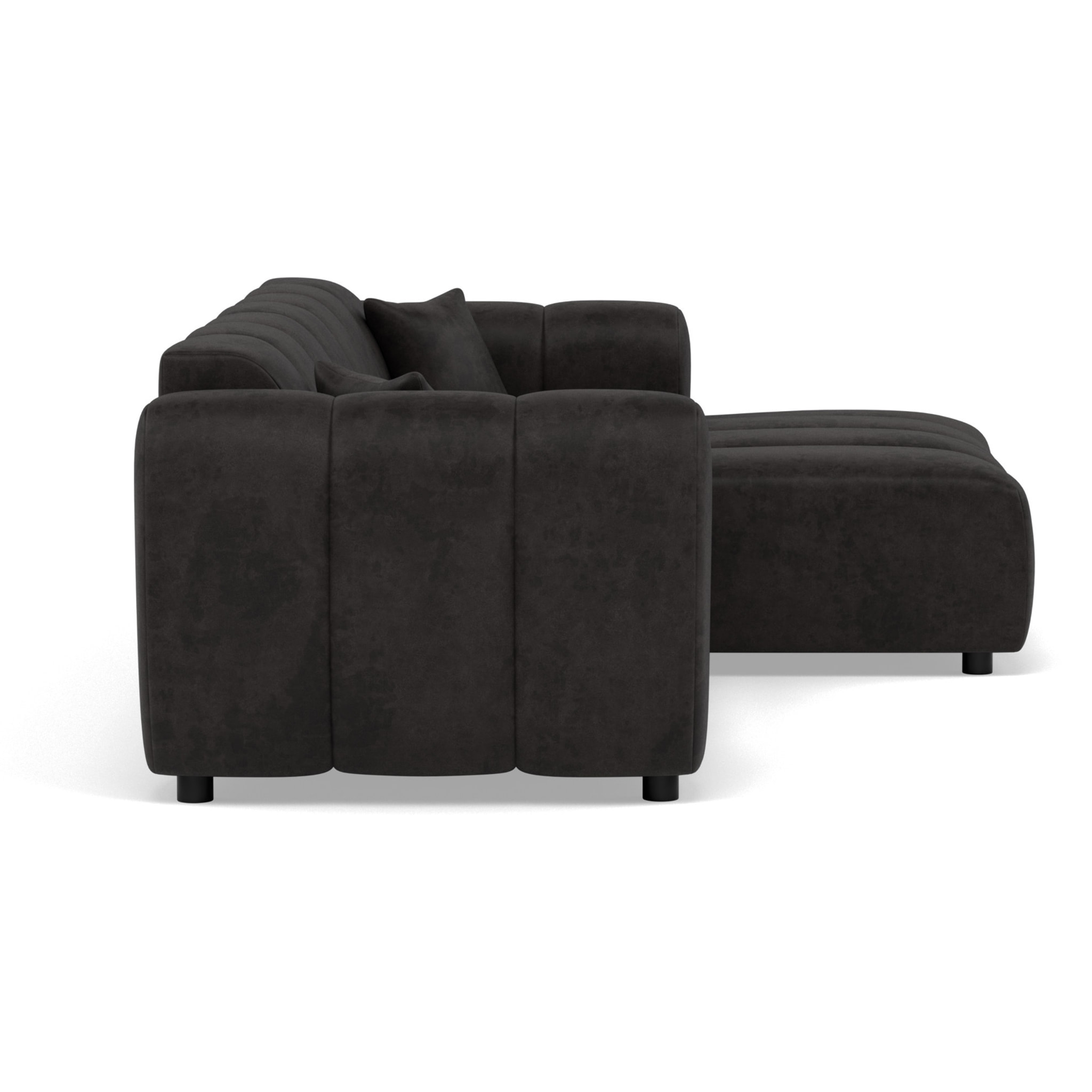 Curtis - canapé d'angle droit 4 places en simili - Noir