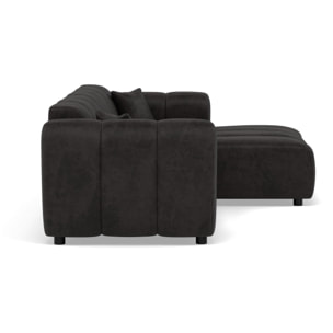 Curtis - canapé d'angle droit 4 places en simili - Noir