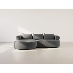 Angela - canapé d'angle gauche 4 places en velours texturé - Noir