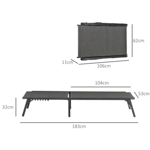 Outsunny Tumbona de Ratán Sintético Plegable Tumbona para Jardín con Respaldo Ajustable en 5 Niveles y Marco de Acero Carga 150 kg para Patio Terraza Gris