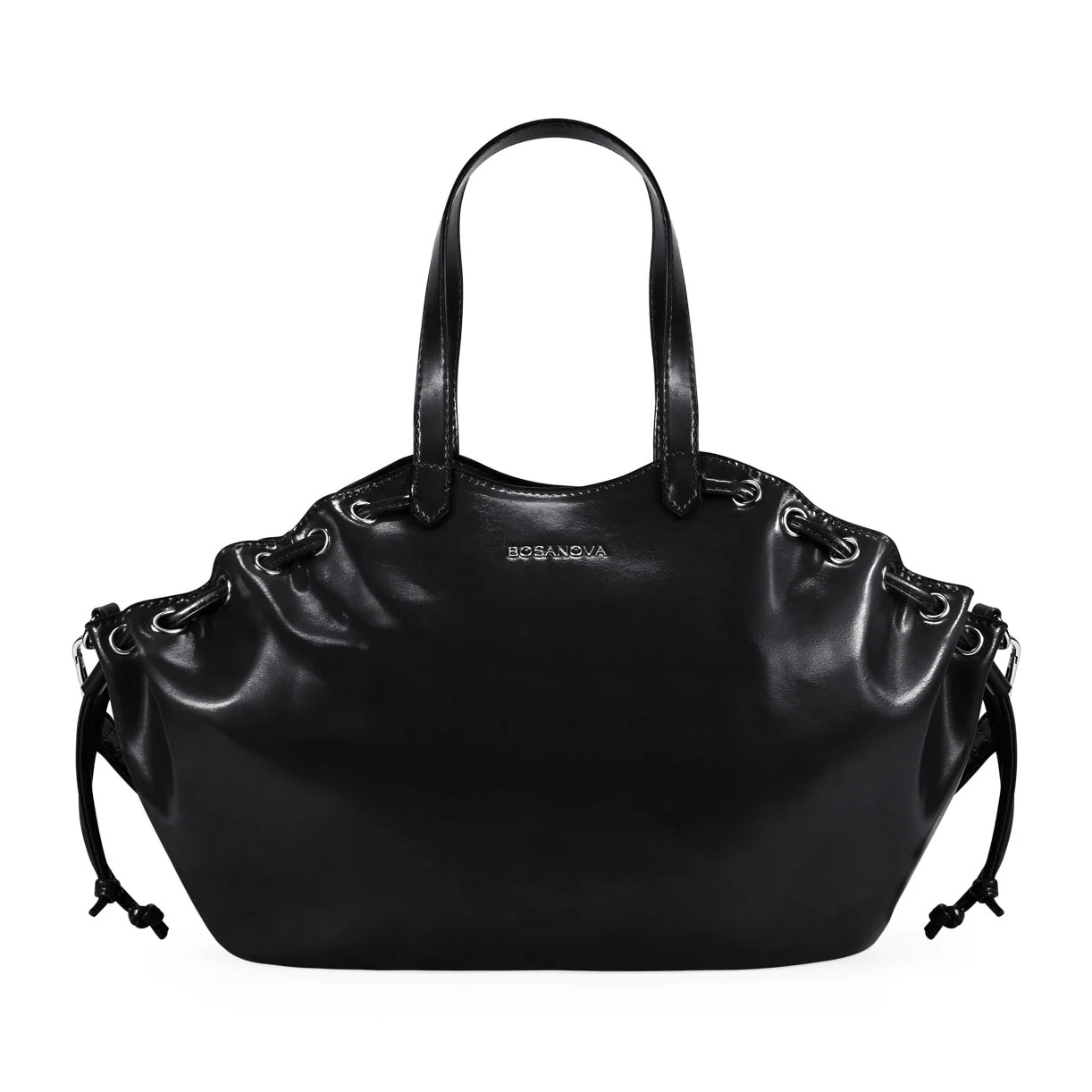 Bolso de mano negro con fruncido
