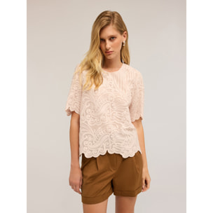 Motivi - Blusa in organza ricamata - Rosa