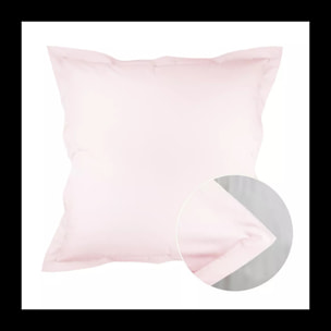 Taie d'oreiller percale de coton uni rose Olana petale