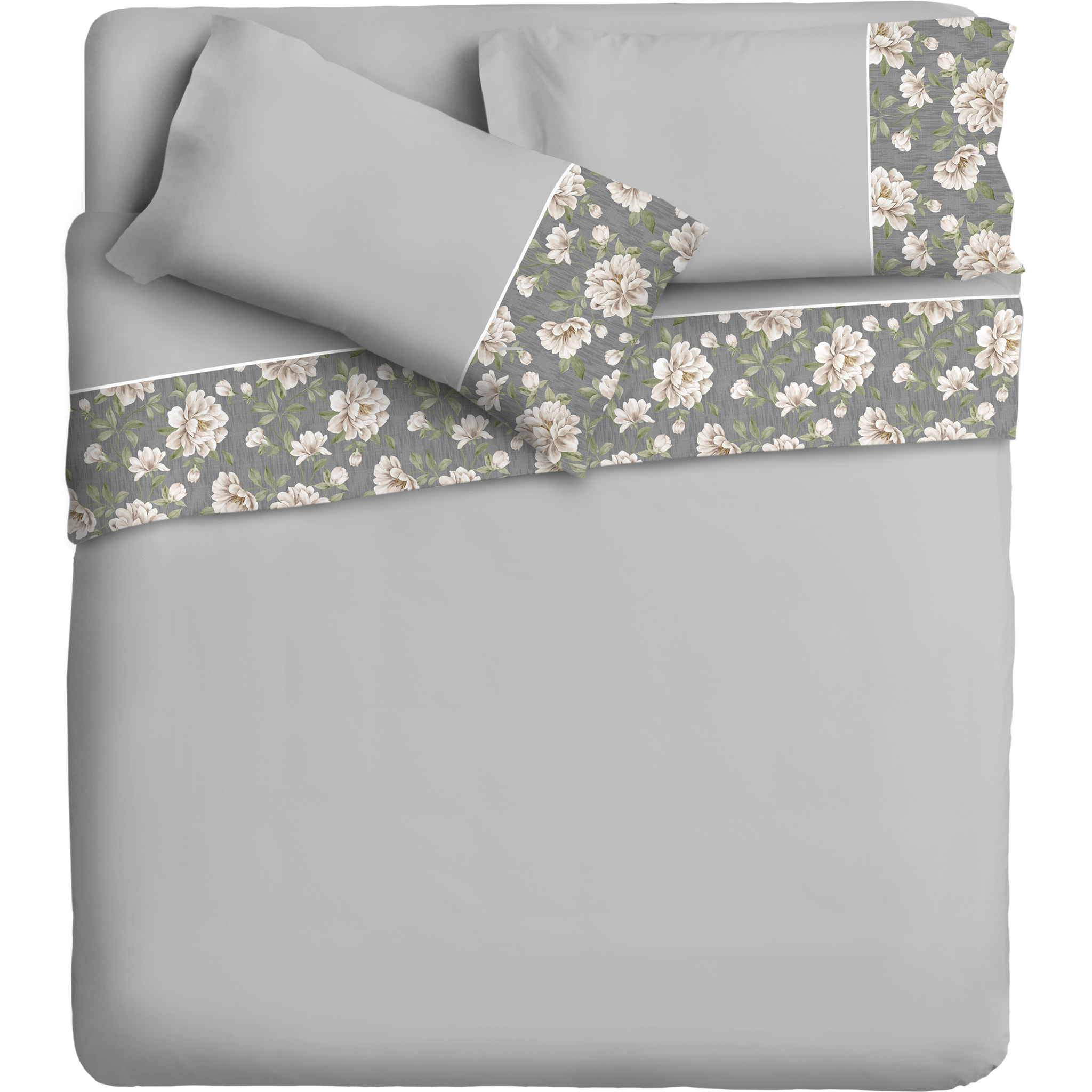 Completo letto Armonie IPERSAN Puro Cotone Corolla Grigio