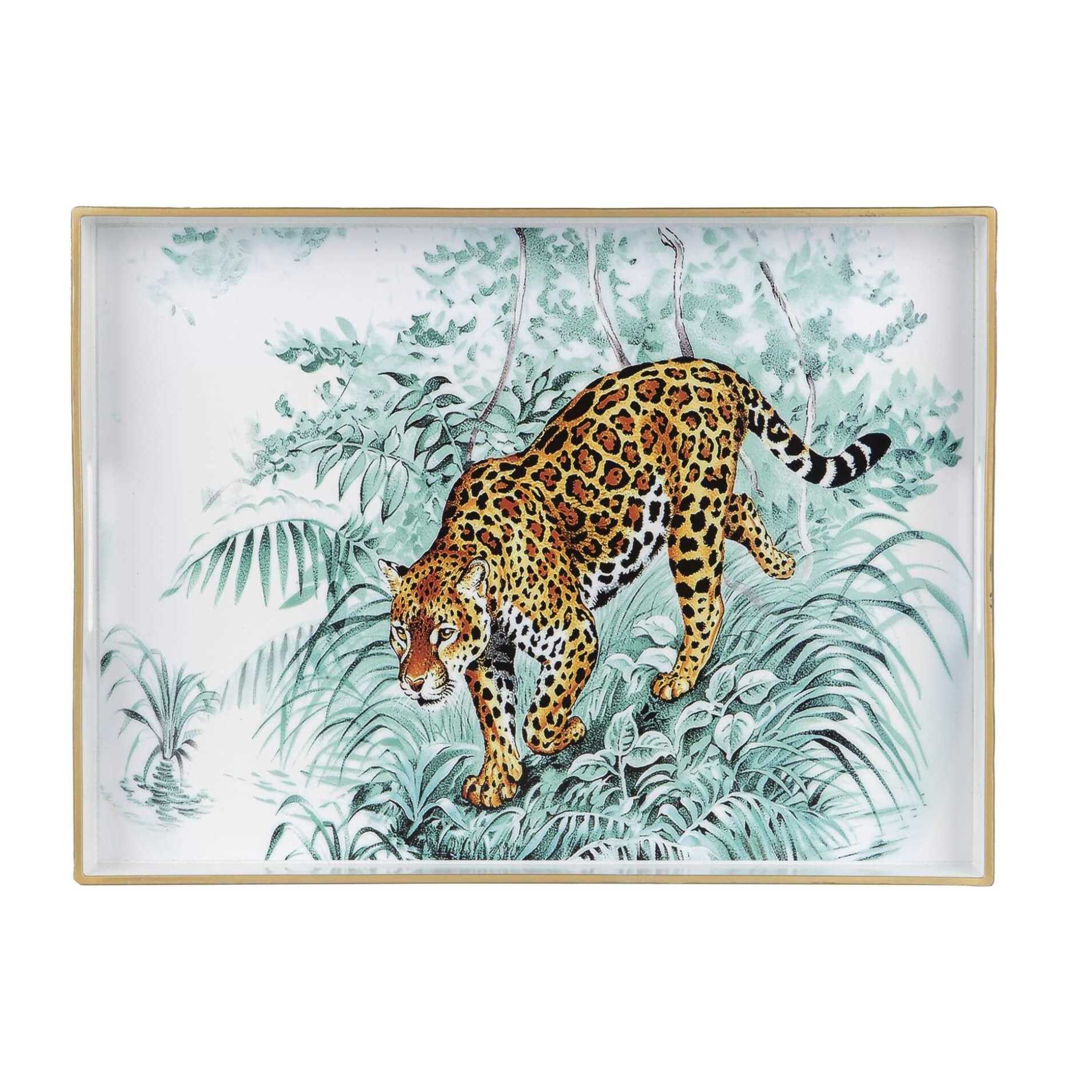 Set 2 Bandejas Leopardo 47,5x35x4/40x26x3,5 Cm