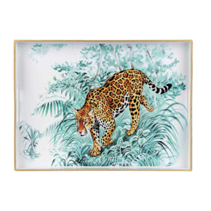 Set 2 Bandejas Leopardo 47,5x35x4/40x26x3,5 Cm