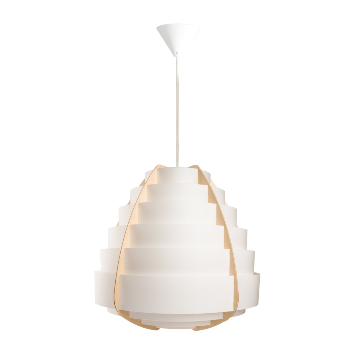 Lampada a sospensione Soleil in polipropilene e legno bianco