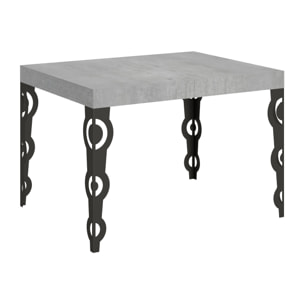 Table extensible 70x110/194 cm Karamay Gris Béton cadre Anthracite