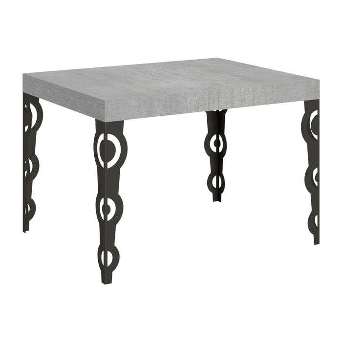 Table extensible 70x110/194 cm Karamay Gris Béton cadre Anthracite