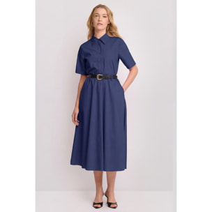 Kocca - Abito chemisier midi con cintura Donna, Tinta unita, Colletto di camicia