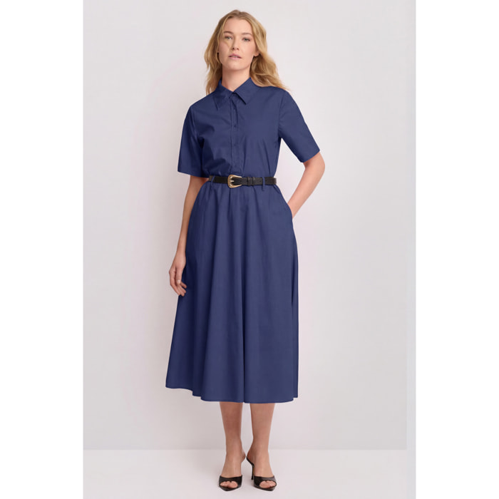 Kocca - Abito chemisier midi con cintura Donna, Tinta unita, Colletto di camicia