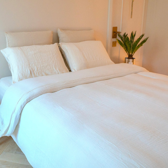 Drap-housse gaze de coton écrue - LOUISE