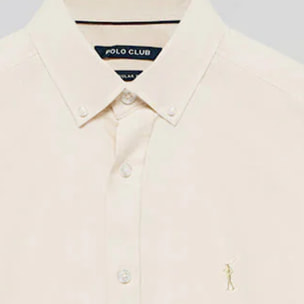 Camisa Oxford beige con logo Rigby Go