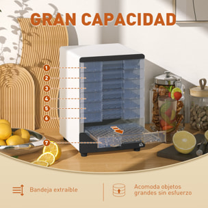 Deshidratador de Alimentos 350W Deshidratador con 7 Bandejas Temperatura Ajustable 40-70 ℃ Deshidratadora para Frutas Verduras Golosinas para Mascotas Blanco