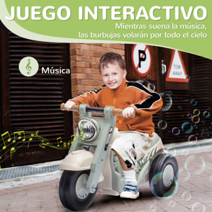 Moto Correpasillos para Niños de 2-5 Años Correpasillos con Música Burbujas Carga 30 kg 80x35,5x42 cm Crema