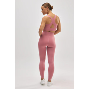 Leggings sportivi a compressione lunghi e piatti in rosa