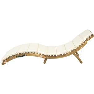 Bain de soleil en bois avec coussins inclus "Jakarta" - Beige