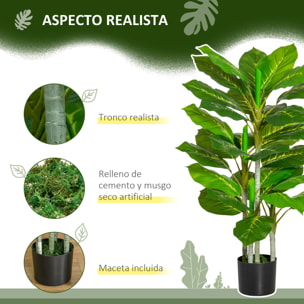 Conjunto de 2 Plantas Artificiales 95 cm Árboles Artificiales con 33 Hojas y Maceta para Interior y Exterior Decoración Salón Oficina Verde