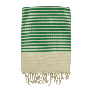 Fouta nid d'abeille traditionnelle Vert 100x200 190g/m² - Yadara Vert Emeraude