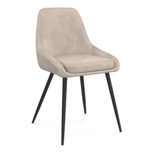 Chaises Olivia en velours taupe et pieds métal noirs - lot de 4