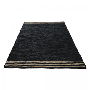 Tapis kilim fait main en cuir motif simple NELE