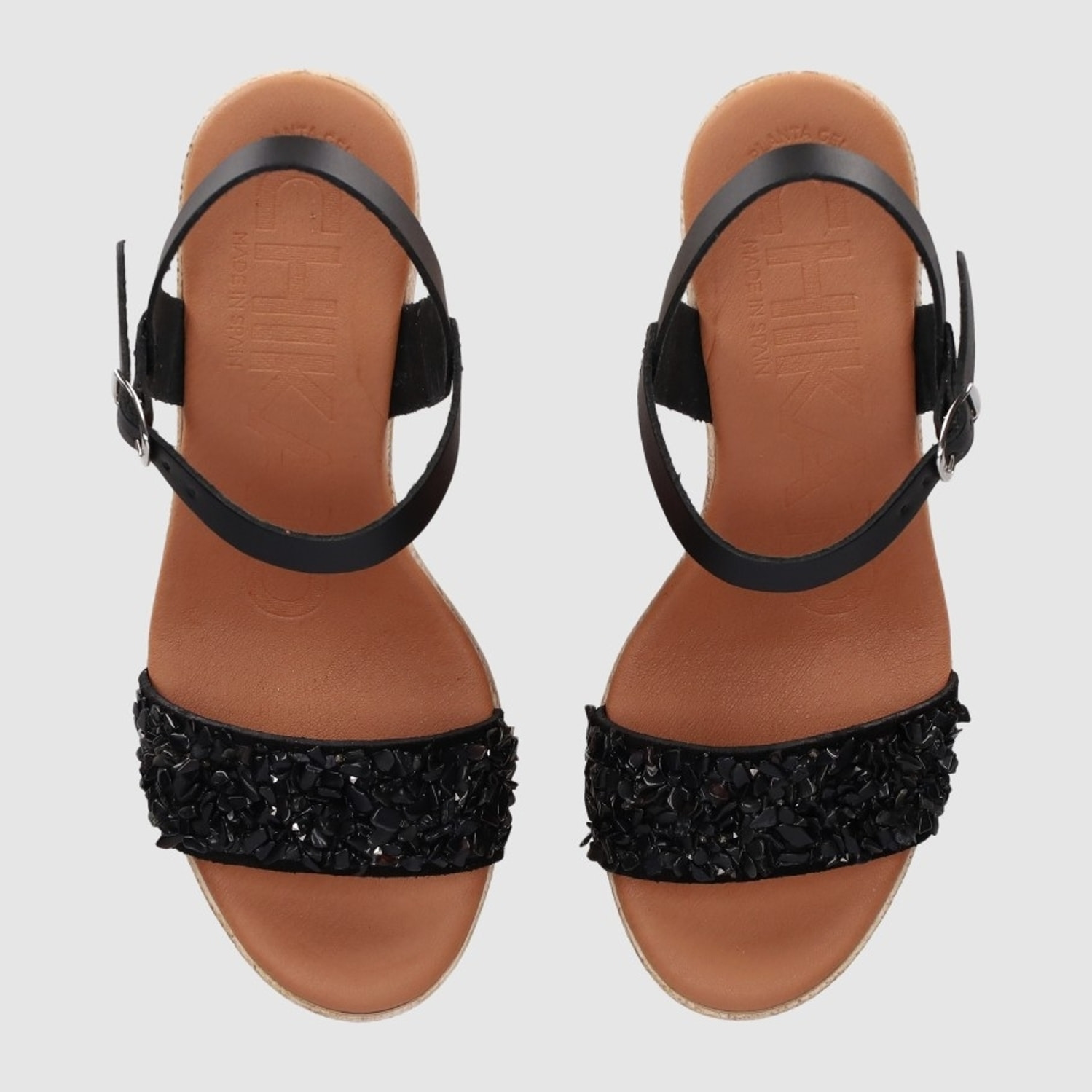 Sandalias de Piel - Negro - Tacón: 5 cm