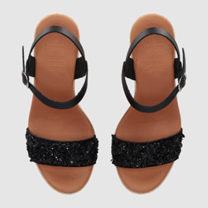 Sandalias de Piel - Negro - Tacón: 5 cm