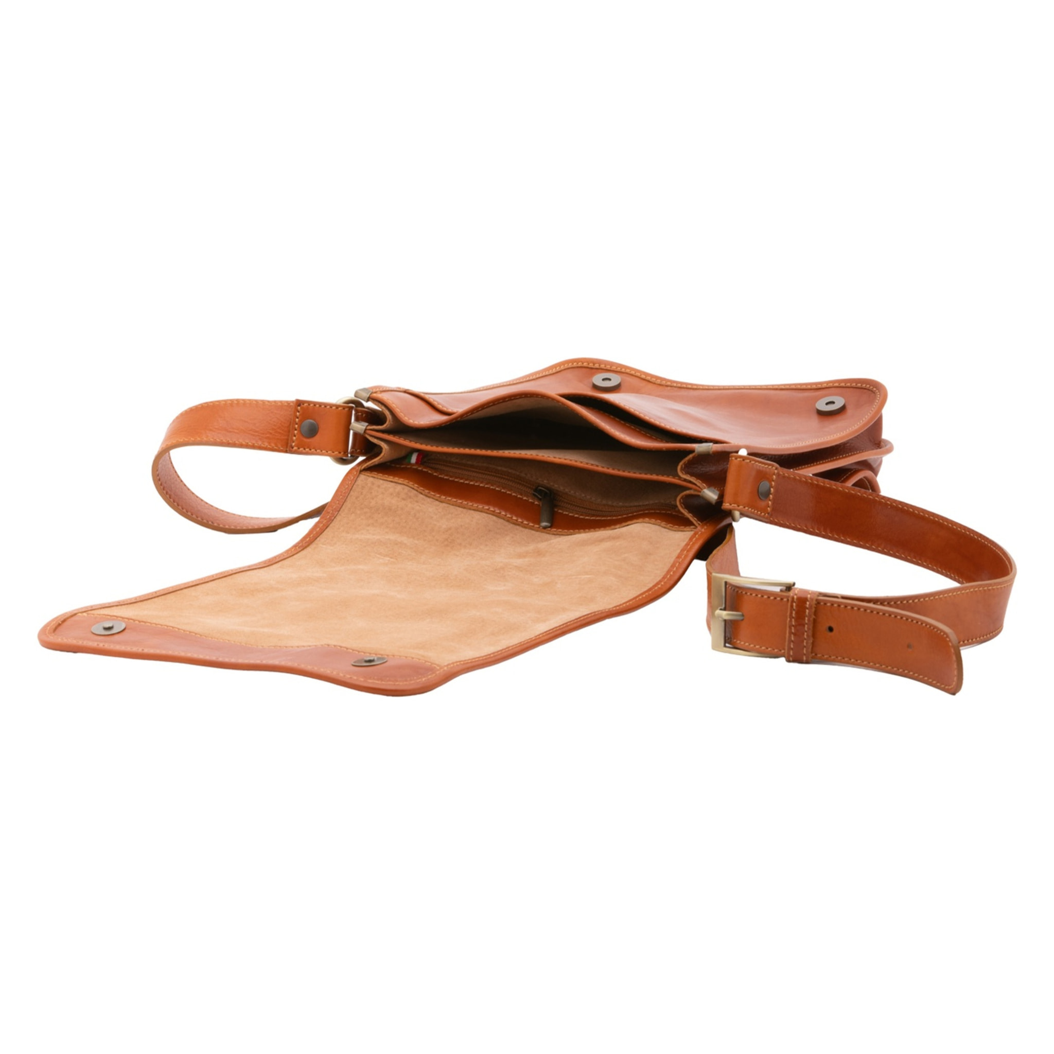 Borsa a tracolla uomo in vera pelle - Modello False - Made in Italy - 29.0 x 24.0 x 9.0 cm