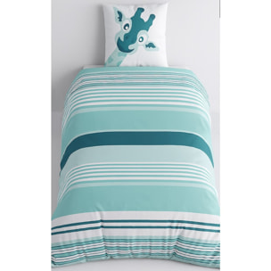 Parure De Housse De Couette 100% Coton 2pcs Louma - Bleu Canard