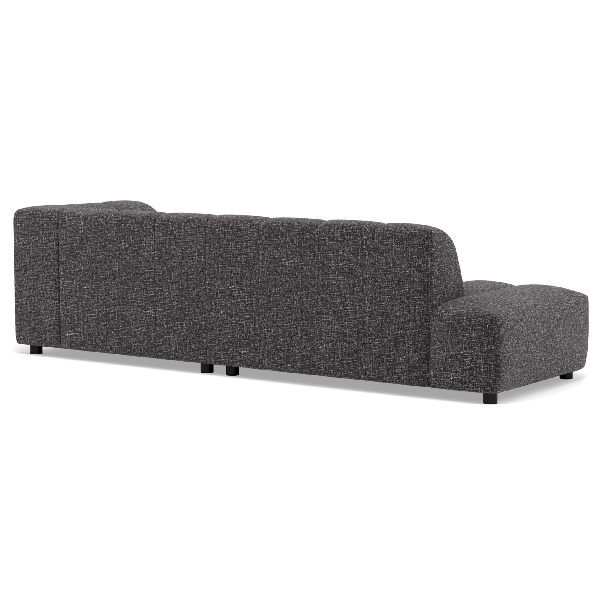Curtis - canapé d'angle droit 4 places sans accoudoir en tissu texturé - Gris foncé