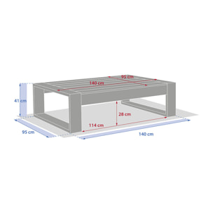 Table basse de jardin rectangulaire "Loevo" 140 x 95 x 41cm en eucalyptus