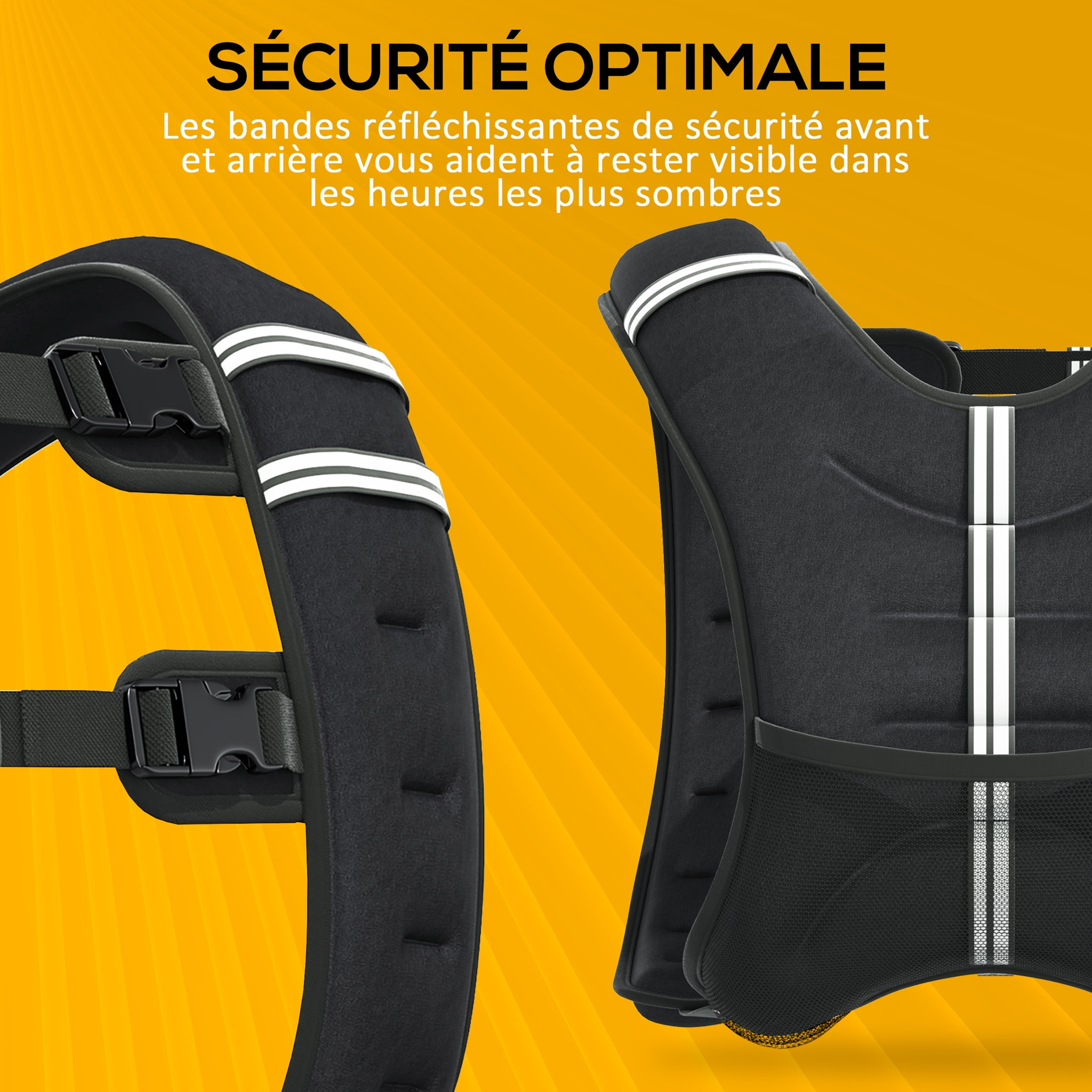 Gilet lesté de 5 Kg réglable - veste lestée de sport - poche de rangement intégré - oxford noir